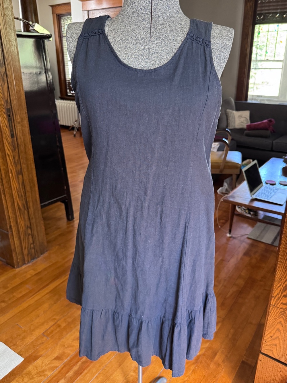 Terzo Millennio Linen Blend Dress with Tie Back and Ruffle Detail NWT Sz M / 12